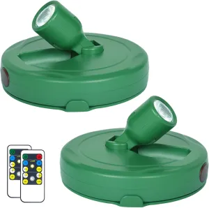 LED Spotlight, Battery Powered Picture Lights, Uplight Indoor, Puck Lights with Remote, Plant Spot Light for Wall Art Display Dartboard Painting Artwork Accent Closet-Green