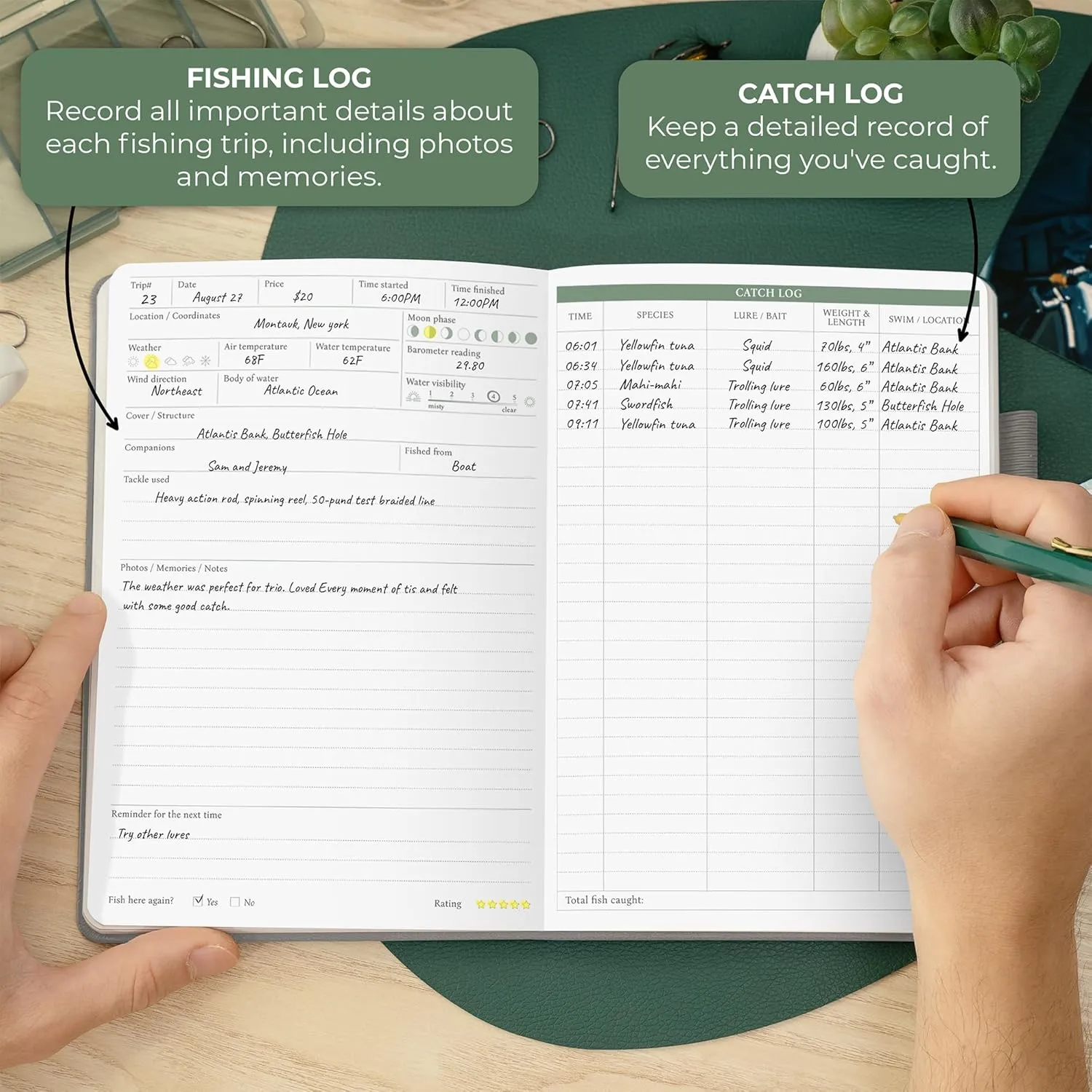 Legend Fishing Log Book – Fisherman Journal Notebook to Record Catches & Trip Info – Fishing Essentials, Equipment & Gifts for Men (Gray Debossed)