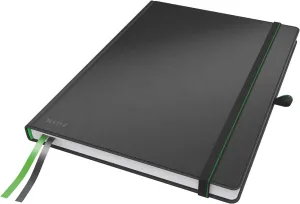 Leitz A4 Hard Cover Notebook, Black (80 Sheets, Squared Paper, with 2 Bookmarks, 100 GSM Ivory Paper, Complete Range)