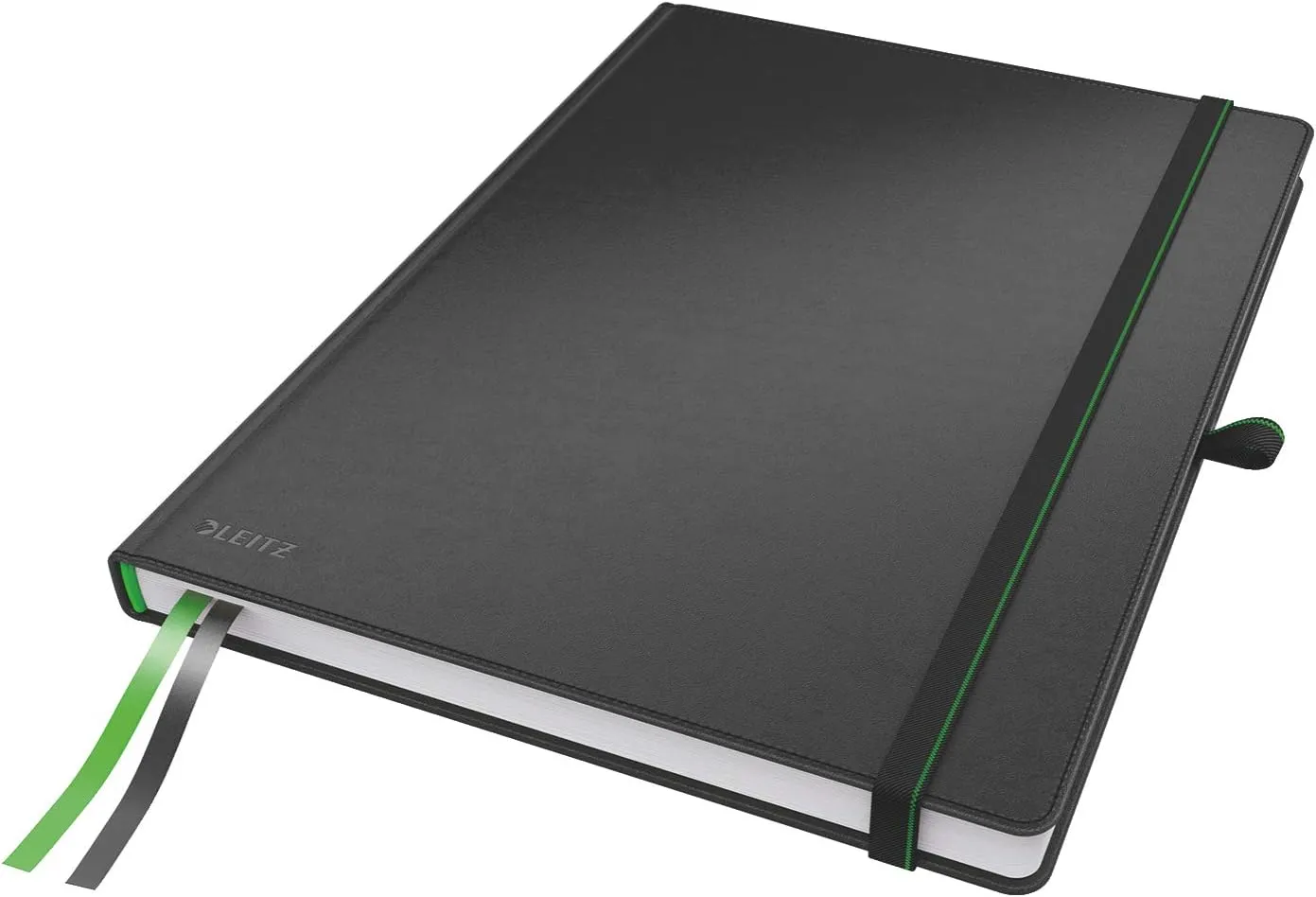 Leitz A4 Hard Cover Notebook, Black (80 Sheets, Squared Paper, with 2 Bookmarks, 100 GSM Ivory Paper, Complete Range)