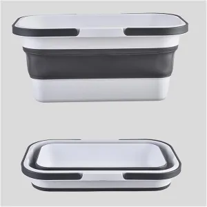 LEIYAN Collapsible Sink Outdoor Camping Picnic Basket Lightweight Portable Foldable Dish Washing Basin/Bucket with Sturdy Handle for Outdoor Camping, Washing,Storage (Color : Gray)