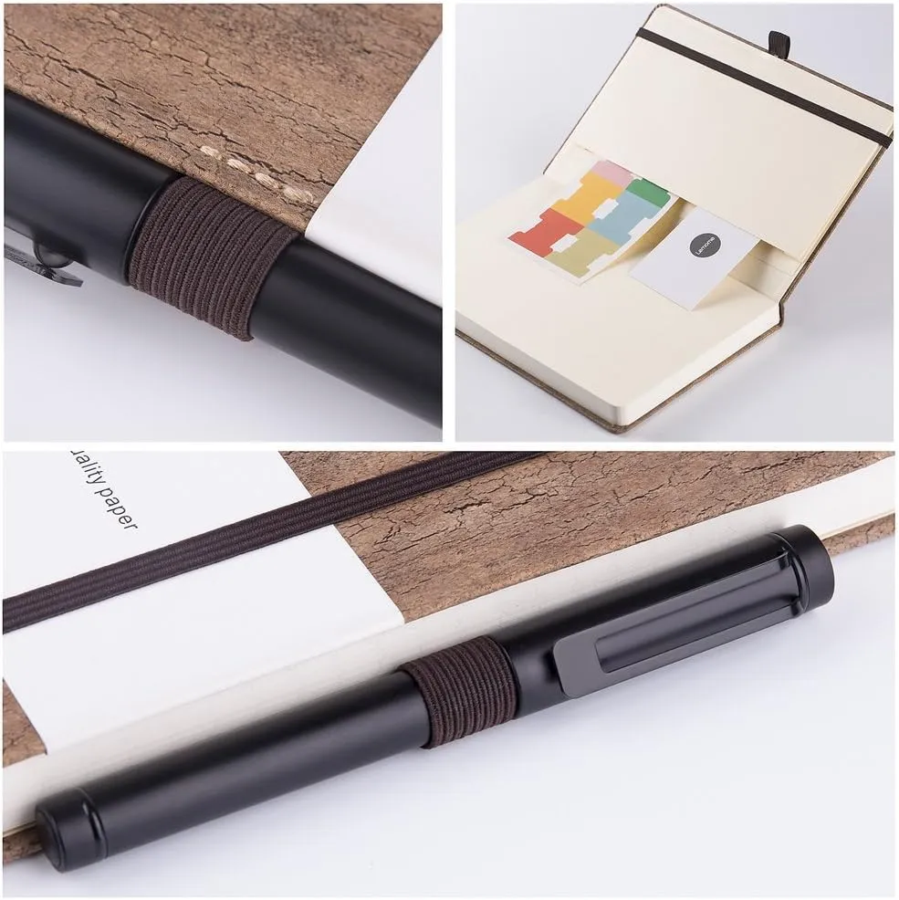 Lemome Thick Notebook - Eco-Friendly Natural Cork Hardcover Writing Notebook with Pen Loop & Premium Thick Paper   Page Dividers Gifts, A5 (5x8) Bound Notebook
