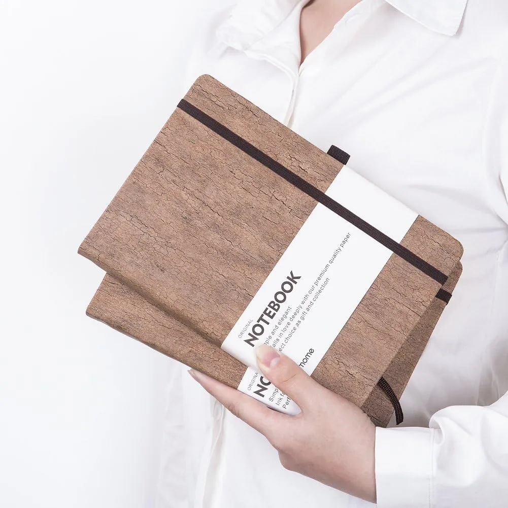 Lemome Thick Notebook - Eco-Friendly Natural Cork Hardcover Writing Notebook with Pen Loop & Premium Thick Paper   Page Dividers Gifts, A5 (5x8) Bound Notebook