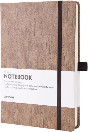 Lemome Thick Notebook - Eco-Friendly Natural Cork Hardcover Writing Notebook with Pen Loop & Premium Thick Paper   Page Dividers Gifts, A5 (5x8) Bound Notebook
