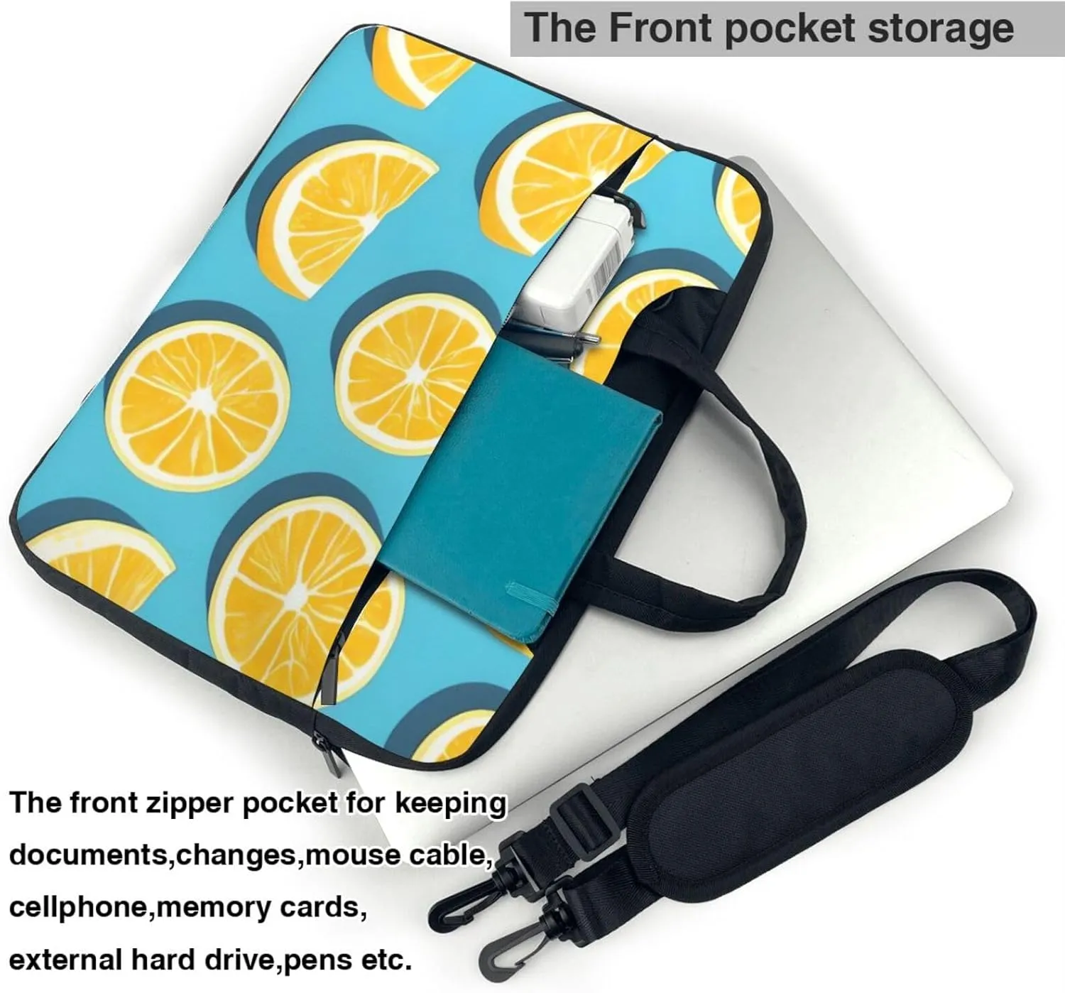Lemon wedges Laptop Shoulder Bag Portable Laptop Bag Laptop Case Crossbody Briefcase w/Strap Handle
