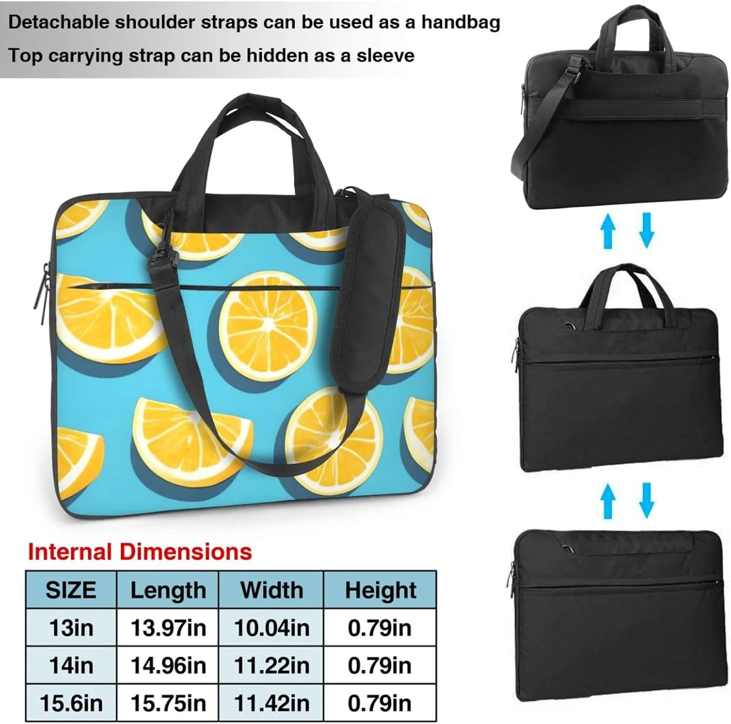 Lemon wedges Laptop Shoulder Bag Portable Laptop Bag Laptop Case Crossbody Briefcase w/Strap Handle