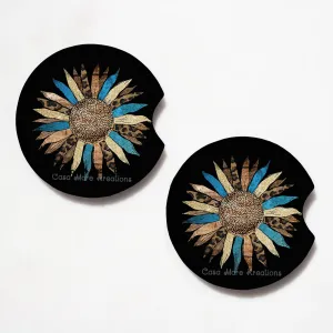 Leopard Sunflower 2.75" Car Coasters