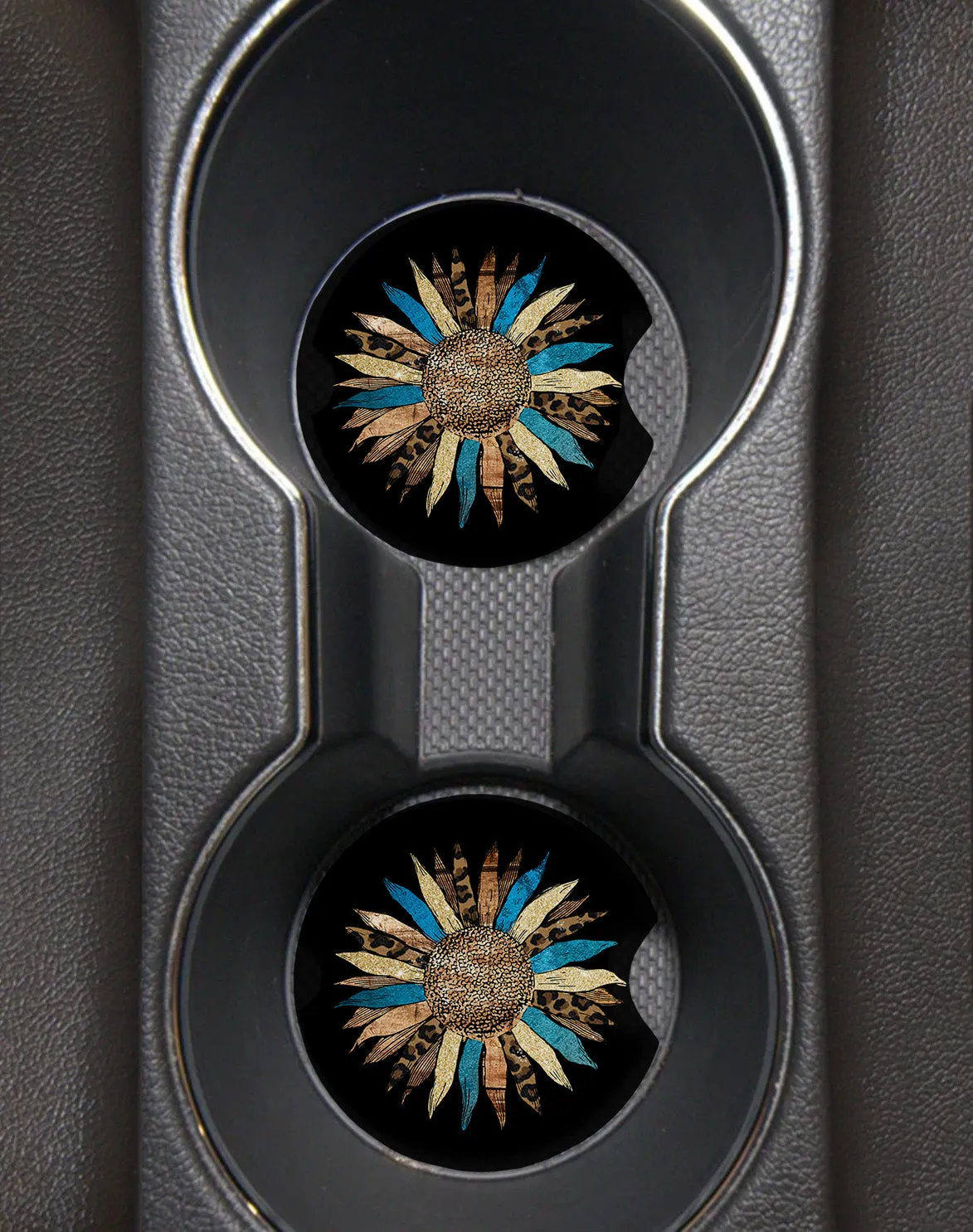 Leopard Sunflower 2.75" Car Coasters