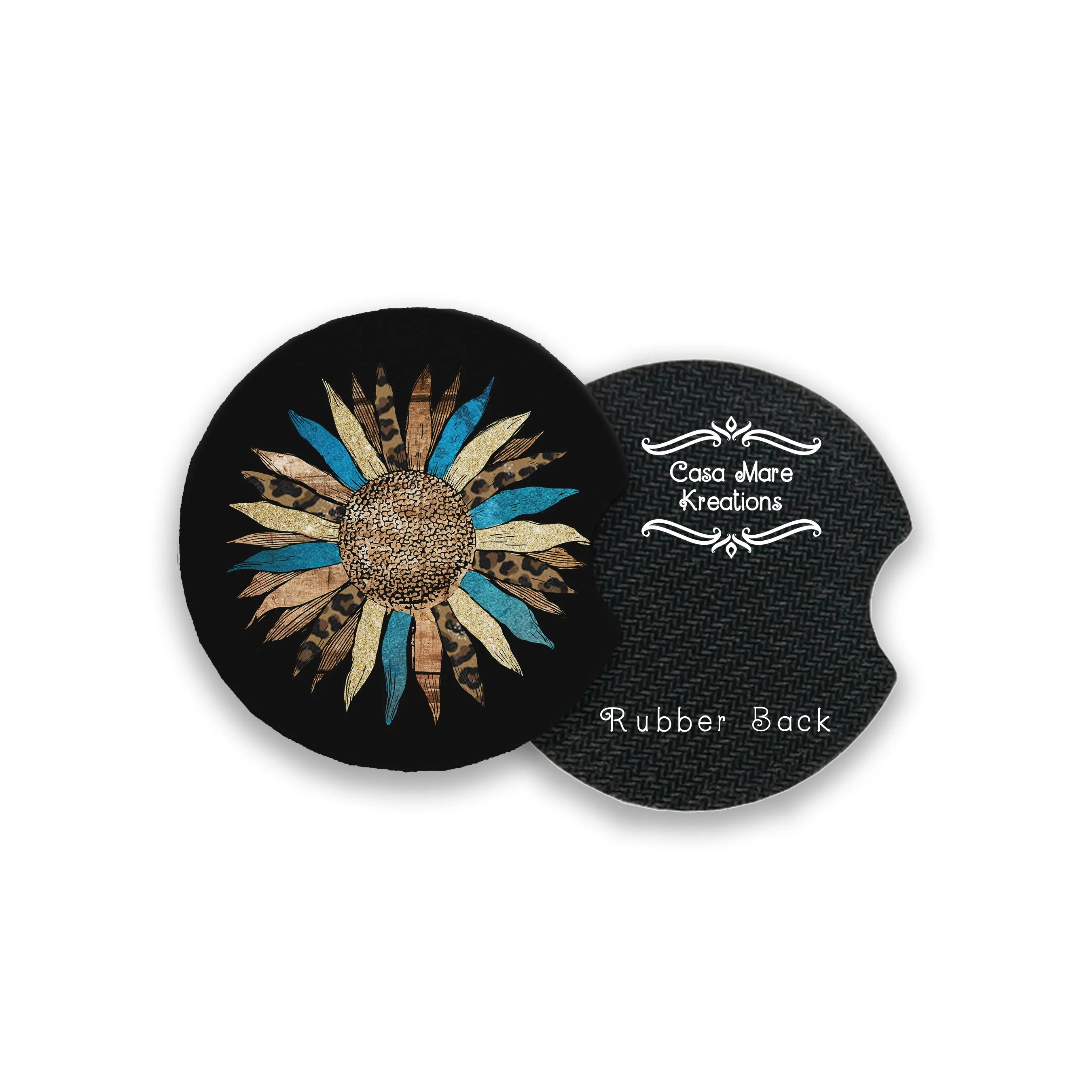 Leopard Sunflower 2.75" Car Coasters