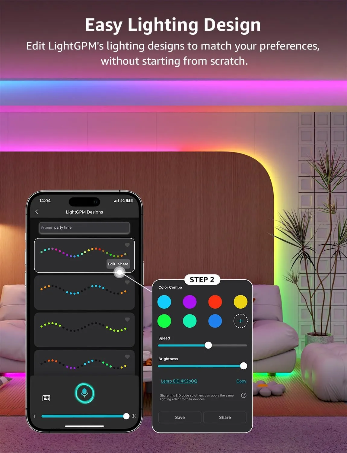 Lepro S1 AI LED Strip Lights for Bedroom - 32.8ft Smart RGB Light Strips with IC and Rainbow Chasing Effects, Color Segment DIY, AI Generated Lighting, No Remote, 2.4G Wi-Fi & Bluetooth