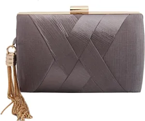 LETODE Women's Elegant Tassel Pendant Silk Evening Bag Clutch Purse for Bride Wedding Prom Night Out Party