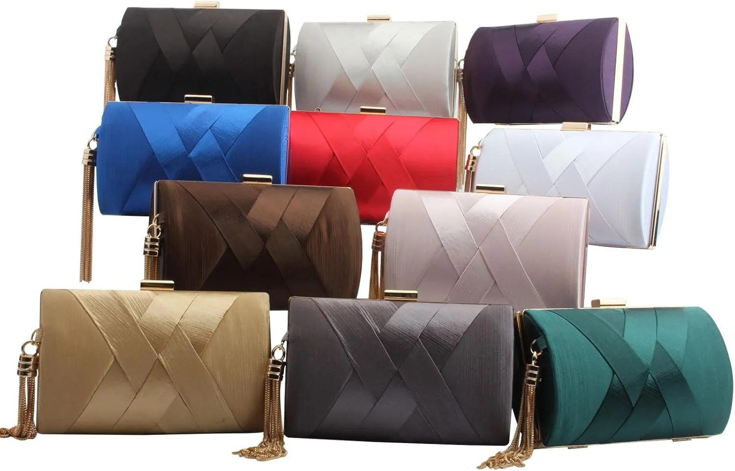 LETODE Women's Elegant Tassel Pendant Silk Evening Bag Clutch Purse for Bride Wedding Prom Night Out Party