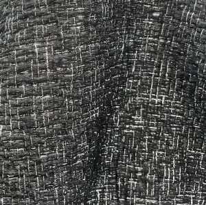 Light-Weight Ethereal Obsidian & Silver Silk Blend Brocade (Made in Italy)