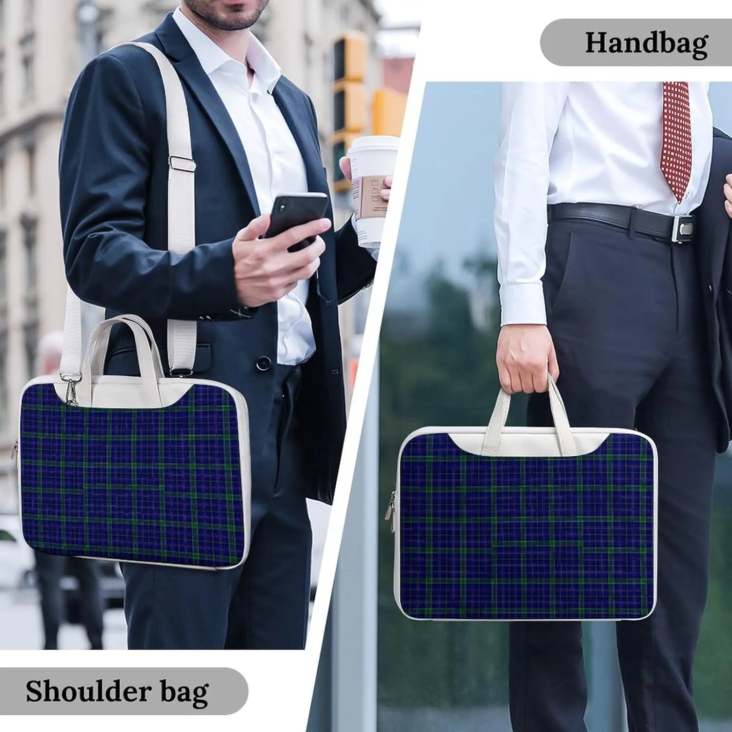 Lines Navy Blue And Yellow Handheld Single Shoulder Crossbody Laptop Bag Unisex