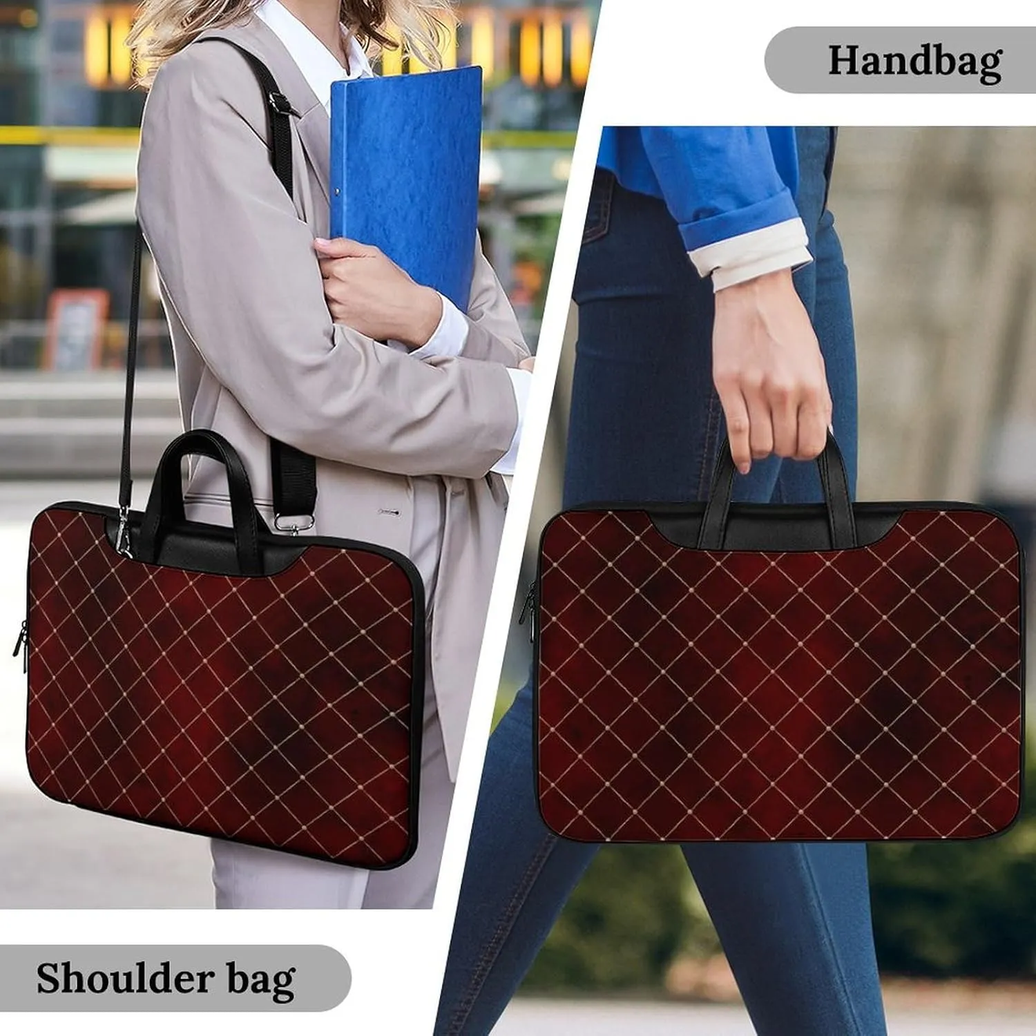 Lines Navy Blue And Yellow Handheld Single Shoulder Crossbody Laptop Bag Unisex
