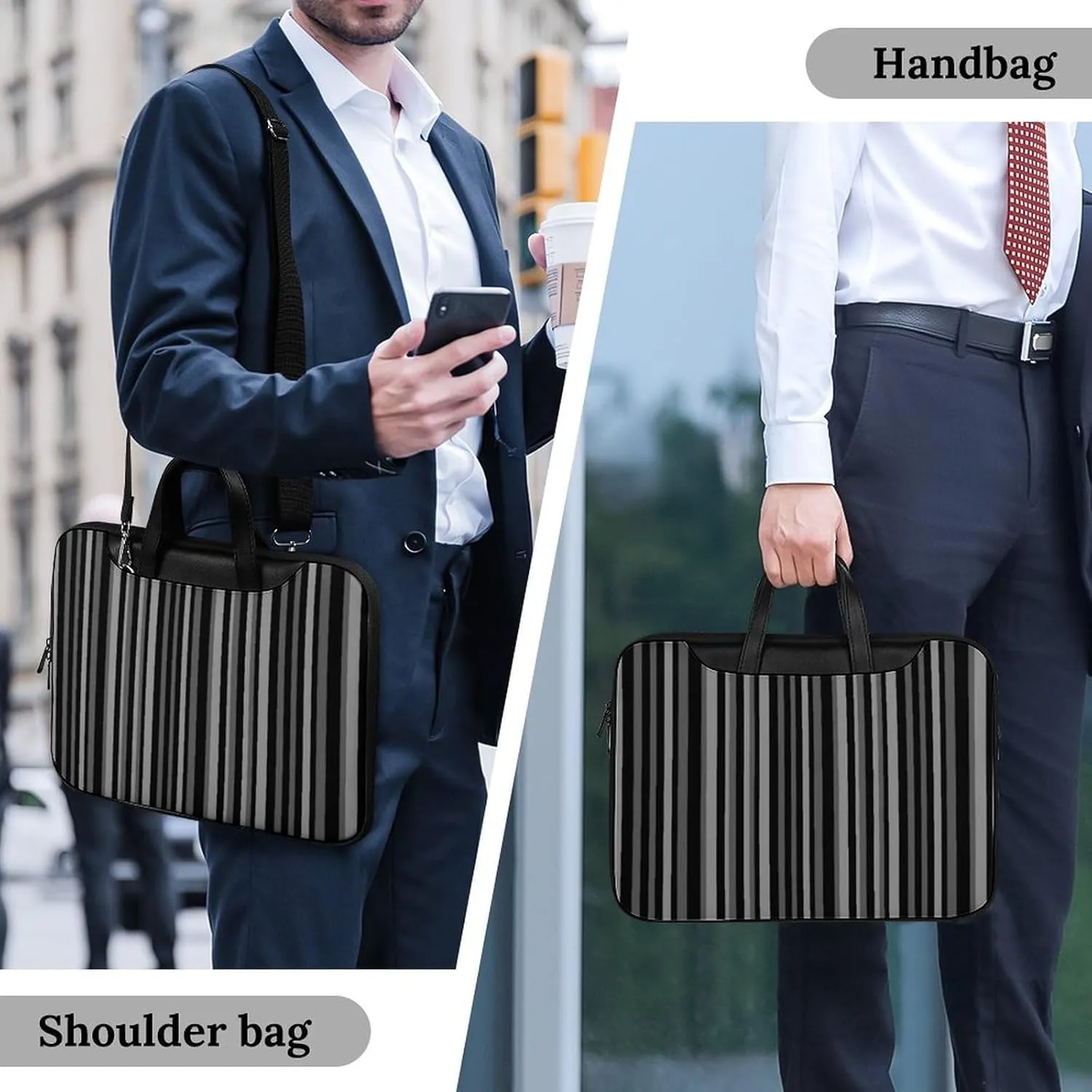 Lines Navy Blue And Yellow Handheld Single Shoulder Crossbody Laptop Bag Unisex