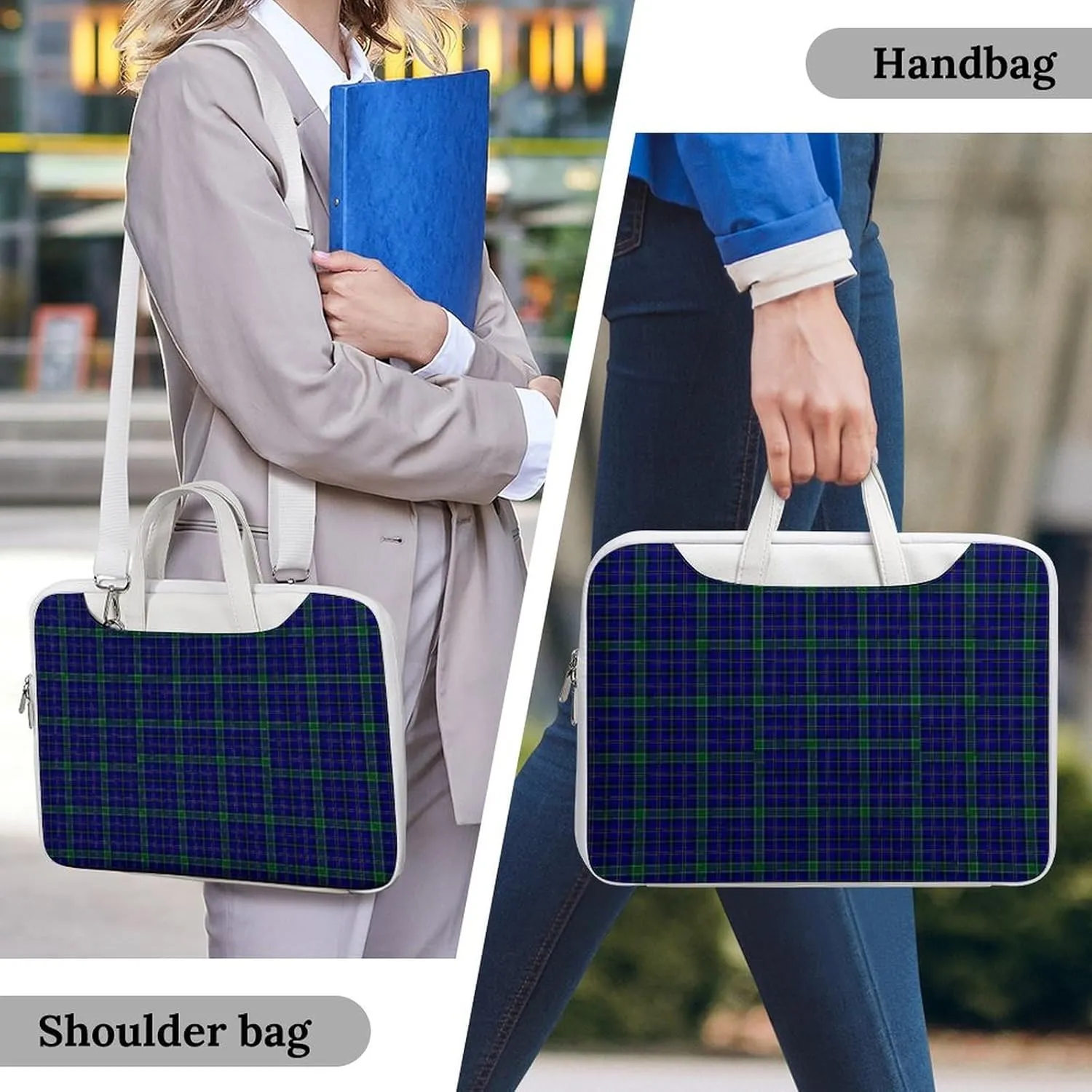 Lines Navy Blue And Yellow Handheld Single Shoulder Crossbody Laptop Bag Unisex