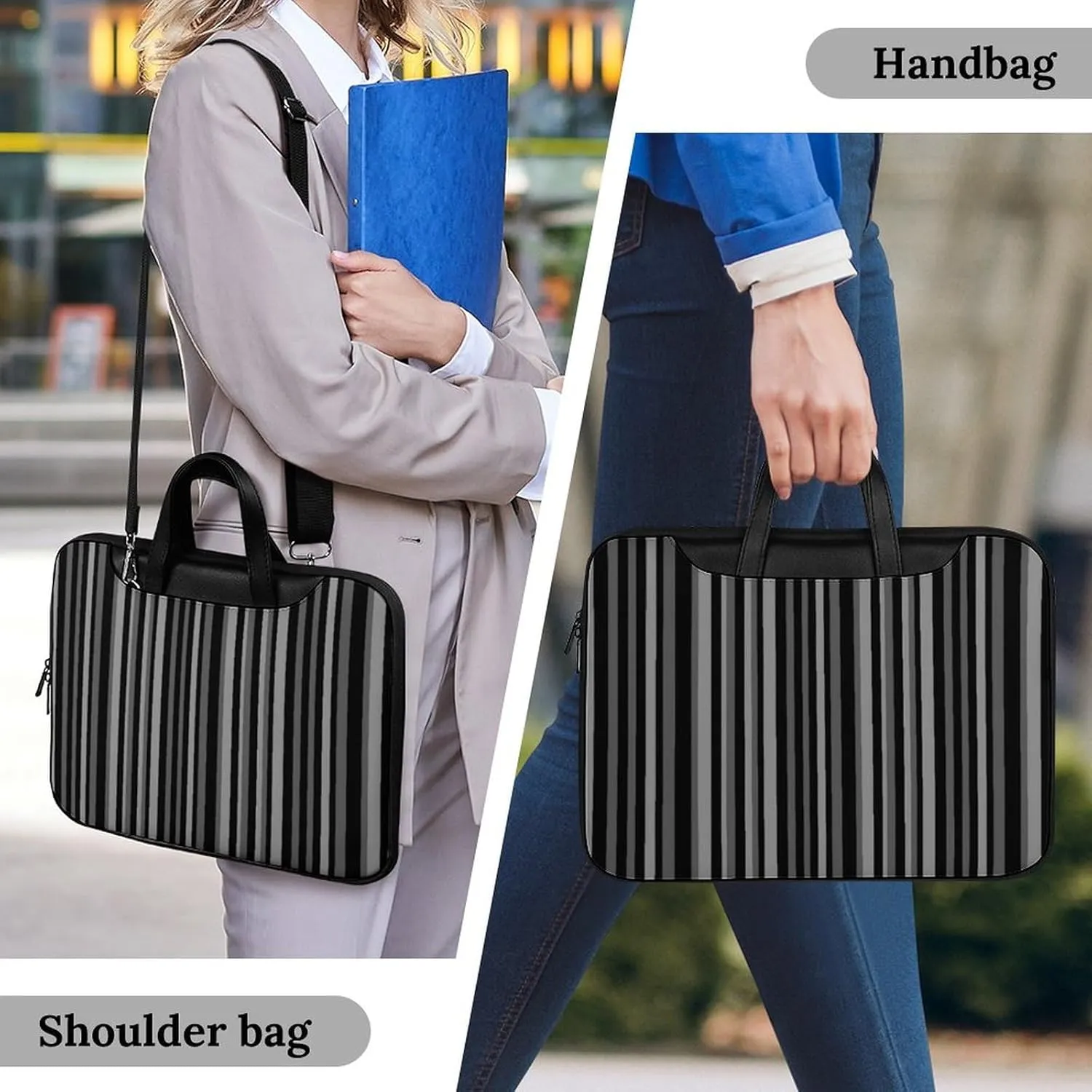 Lines Navy Blue And Yellow Handheld Single Shoulder Crossbody Laptop Bag Unisex