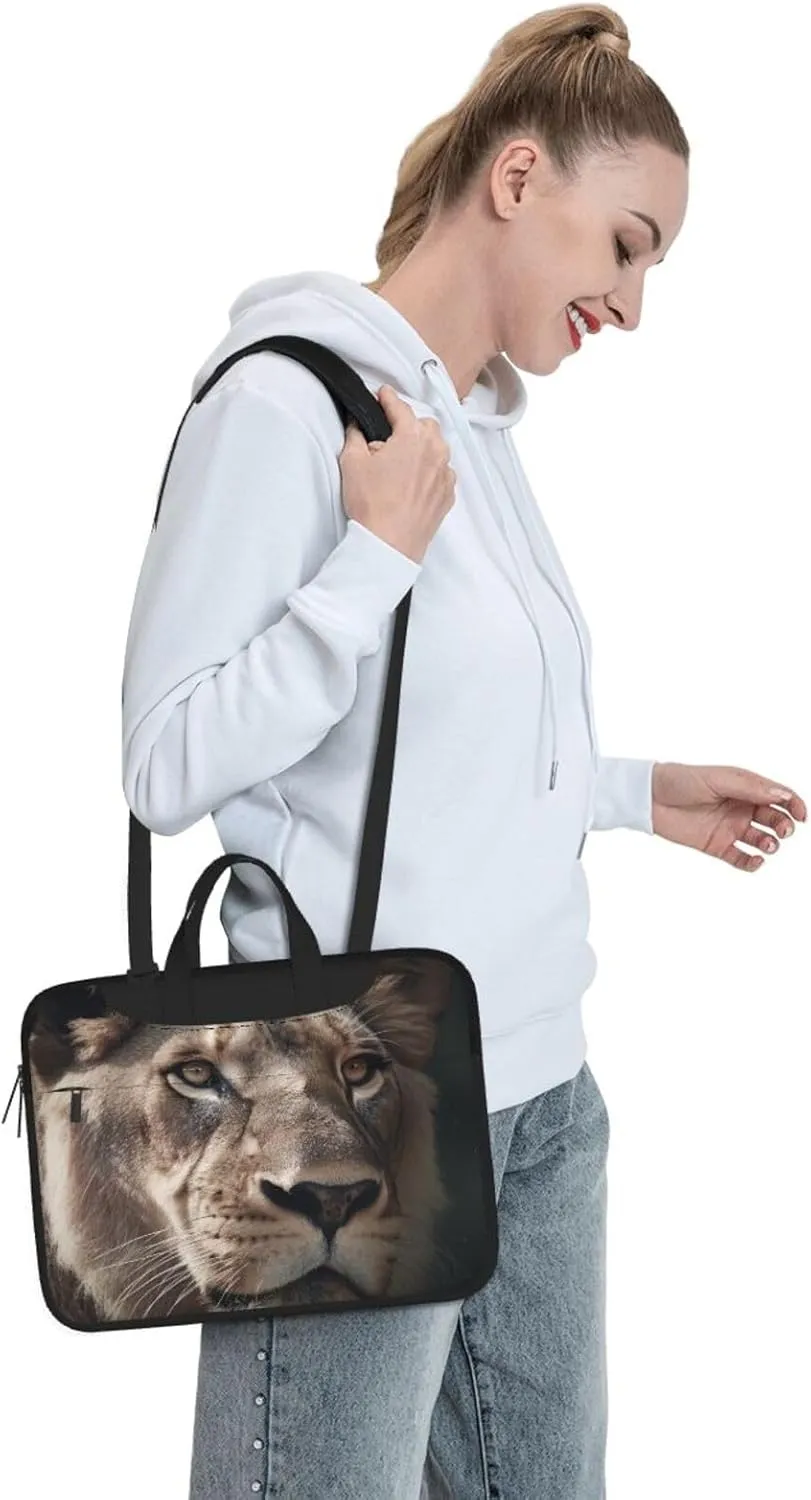 Lion's Focused Expression Laptop Bag Laptop Messenger Shoulder Bag Travel Computer Bag for Women Men