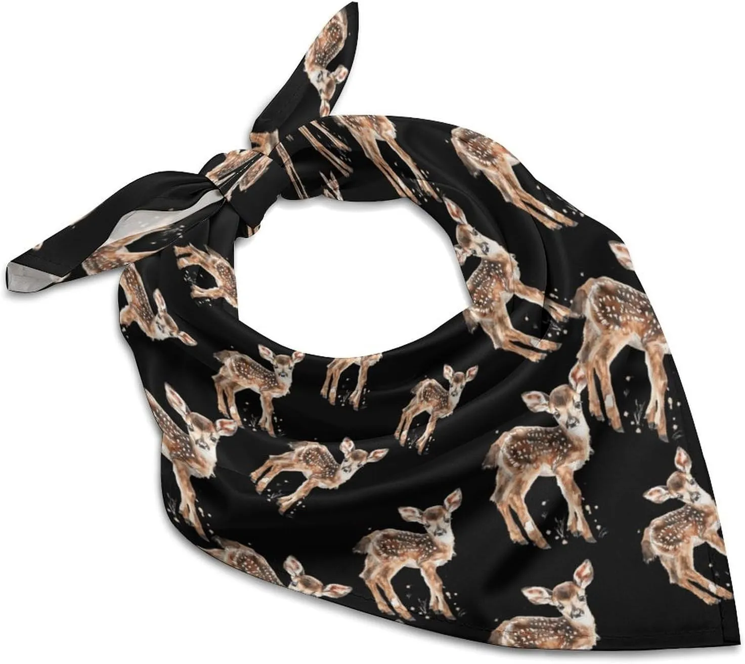Little Deer Watercolor Fashion Neck Scarf Head Kerchief Hair Wrap Bandana Headscarf for Women Handbags