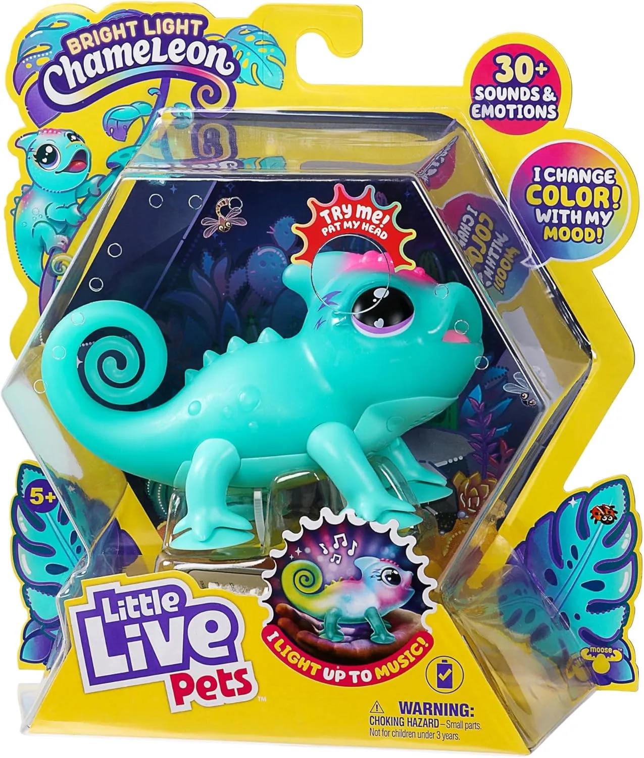 Little Live Pets - Sunny The Bright Light Chameleon Interactive Color Change Light Up Toy, 30  Sounds & Emotions, So Many Moods, Repeats Back, Beat Detection (Batteries Included, for Kids Ages 5 )