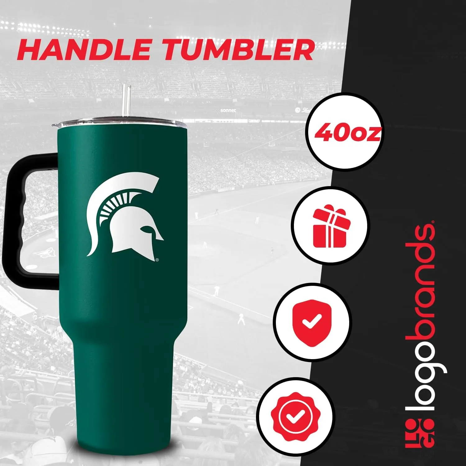 Logo Brands NCAA unisex-adult S40PT 40oz Handle Tumbler