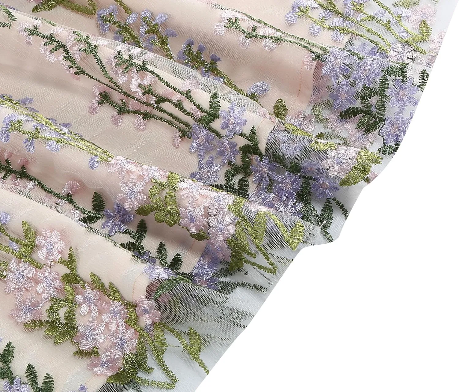 Long Floral Embroidery Dress for Women Flower Embroidered Maxi Dress Spaghetti Straps Formal Evening Party Tulle Prom Dress