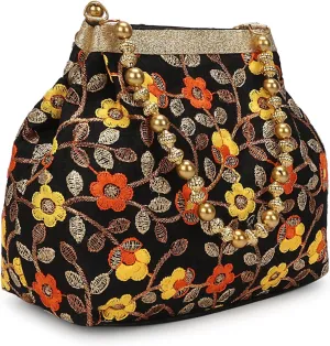 LONGING TO BUY Elegant Evening Potli Bag For Women, Pearl Beaded Handle