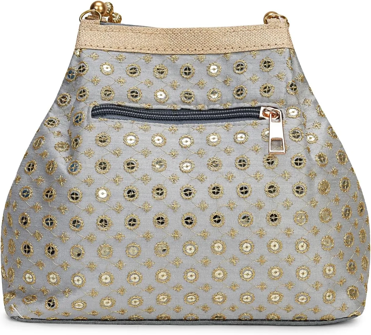 LONGING TO BUY Elegant Evening Potli Bag For Women, Pearl Beaded Handle