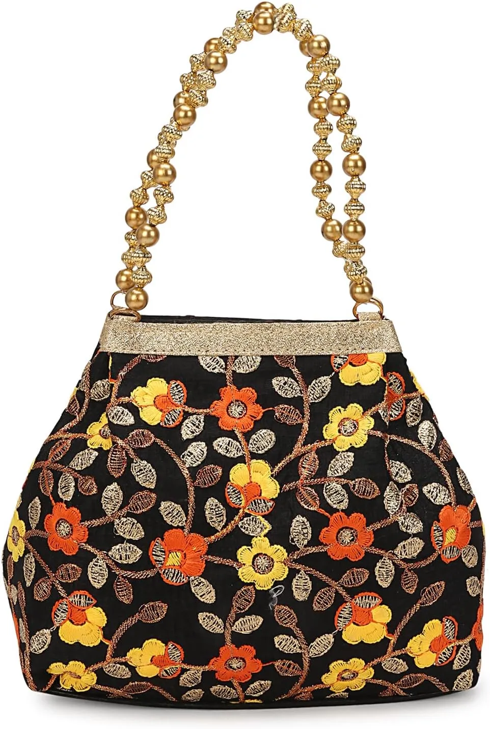 LONGING TO BUY Elegant Evening Potli Bag For Women, Pearl Beaded Handle