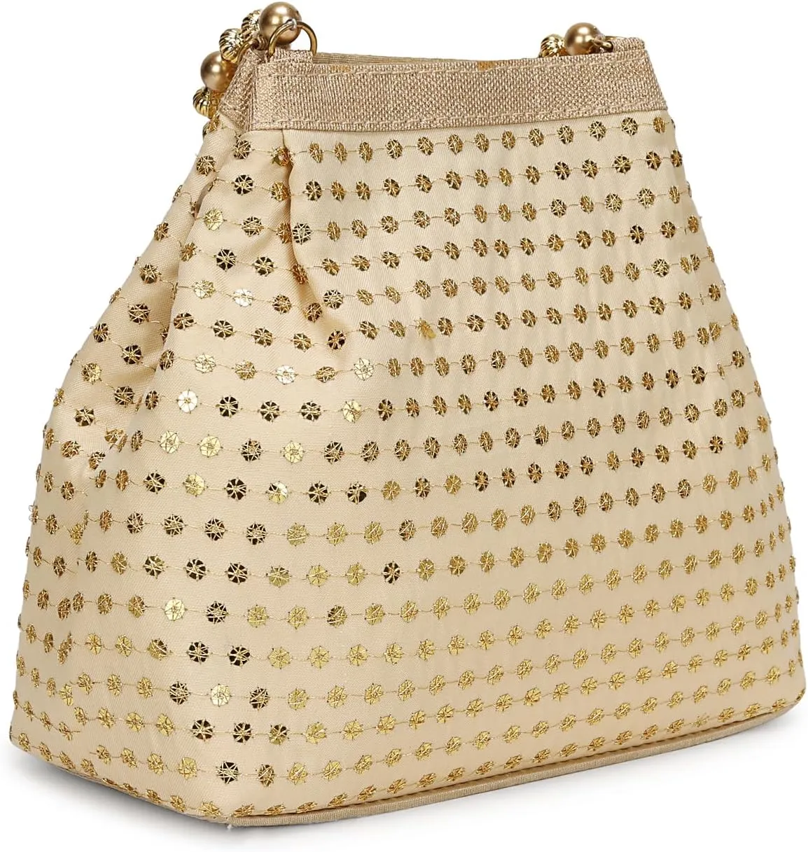 LONGING TO BUY Elegant Evening Potli Bag For Women, Pearl Beaded Handle