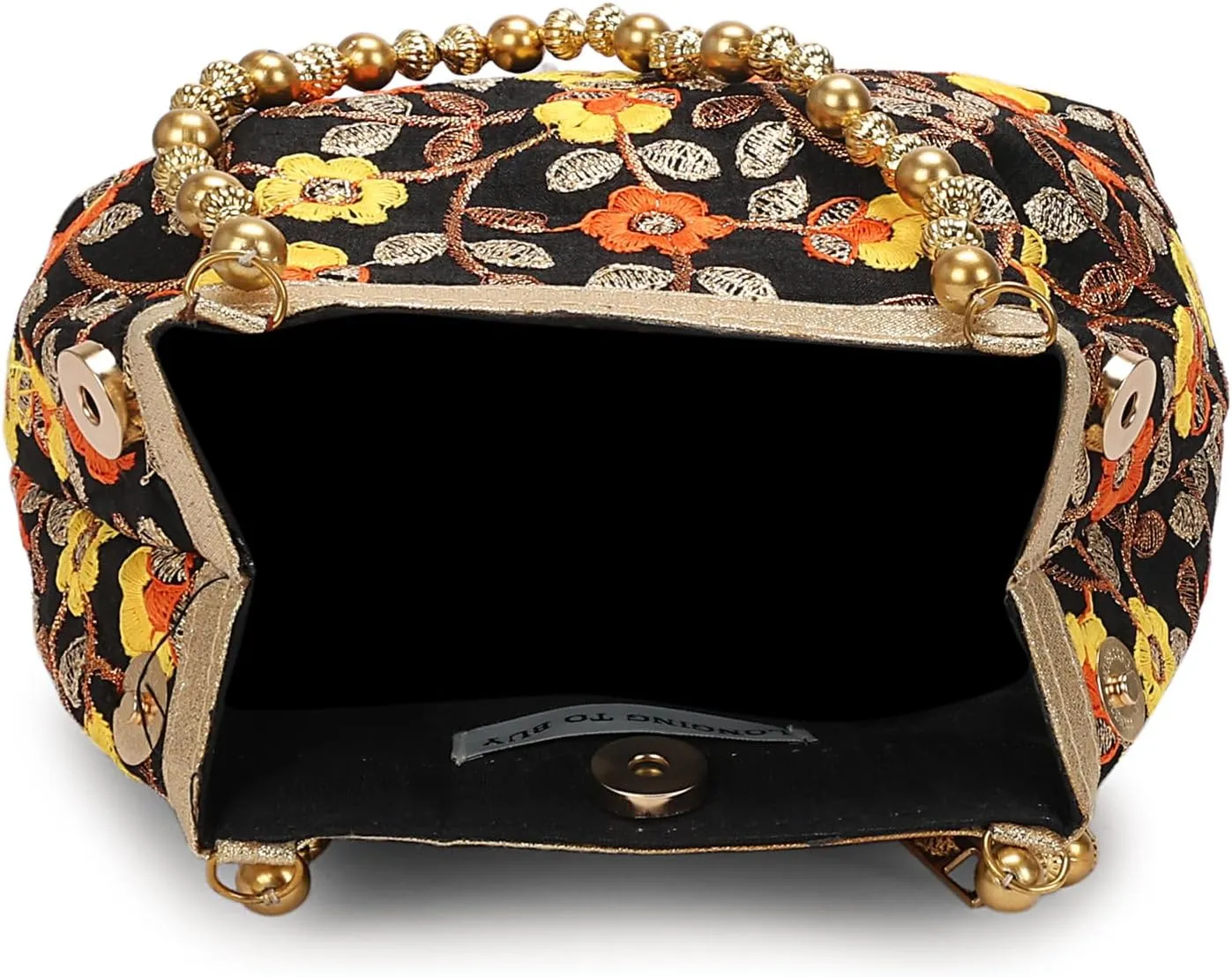 LONGING TO BUY Elegant Evening Potli Bag For Women, Pearl Beaded Handle