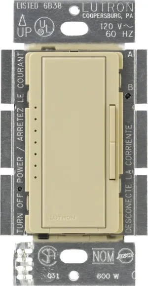 Lutron Maestro Digital Dimmer Switch for Incandescent Bulbs, 600-Watt Single-Pole/Multi-Location, MA-600-IV, Ivory
