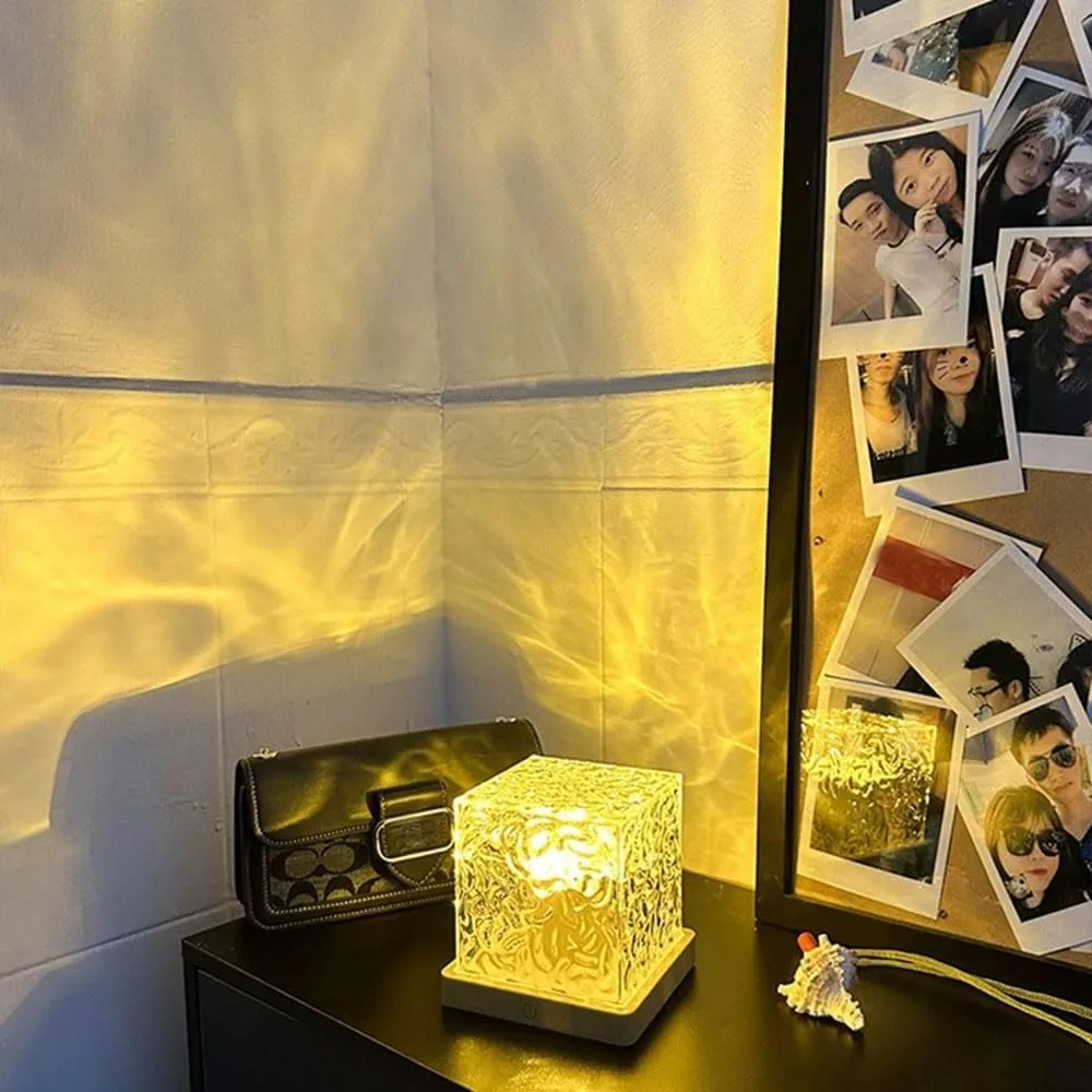 Luxela Lamp, Northern Lights Cube, 3/16 Color Crystal Touch Remote Control Bedroom Lamp (Square-16 Colors Charging)