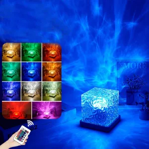 Luxela Lamp, Northern Lights Cube, 3/16 Color Crystal Touch Remote Control Bedroom Lamp (Square-16 Colors Charging)