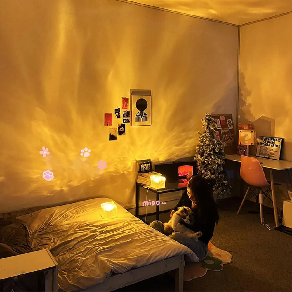 Luxela Lamp, Northern Lights Cube, 3/16 Color Crystal Touch Remote Control Bedroom Lamp (Square-16 Colors Charging)