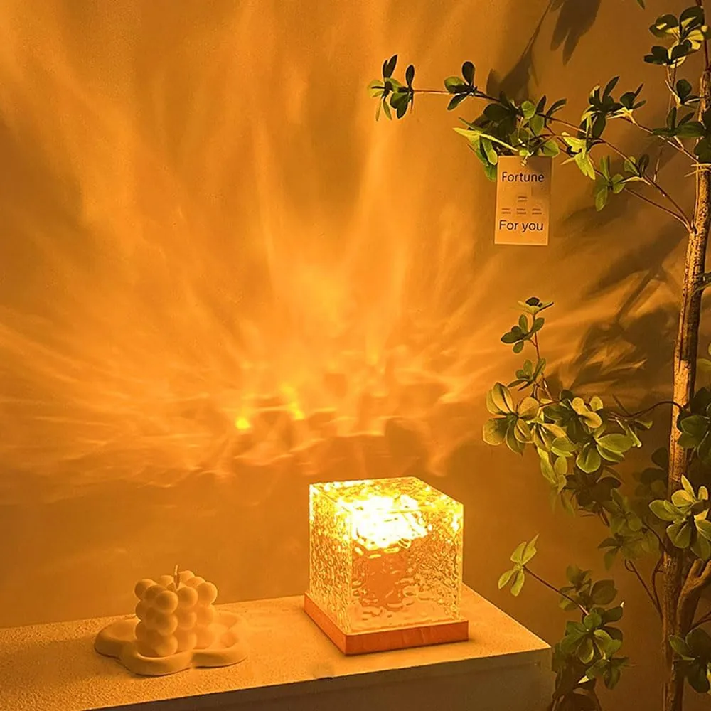 Luxela Lamp, Northern Lights Cube, 3/16 Color Crystal Touch Remote Control Bedroom Lamp (Square-16 Colors Charging)