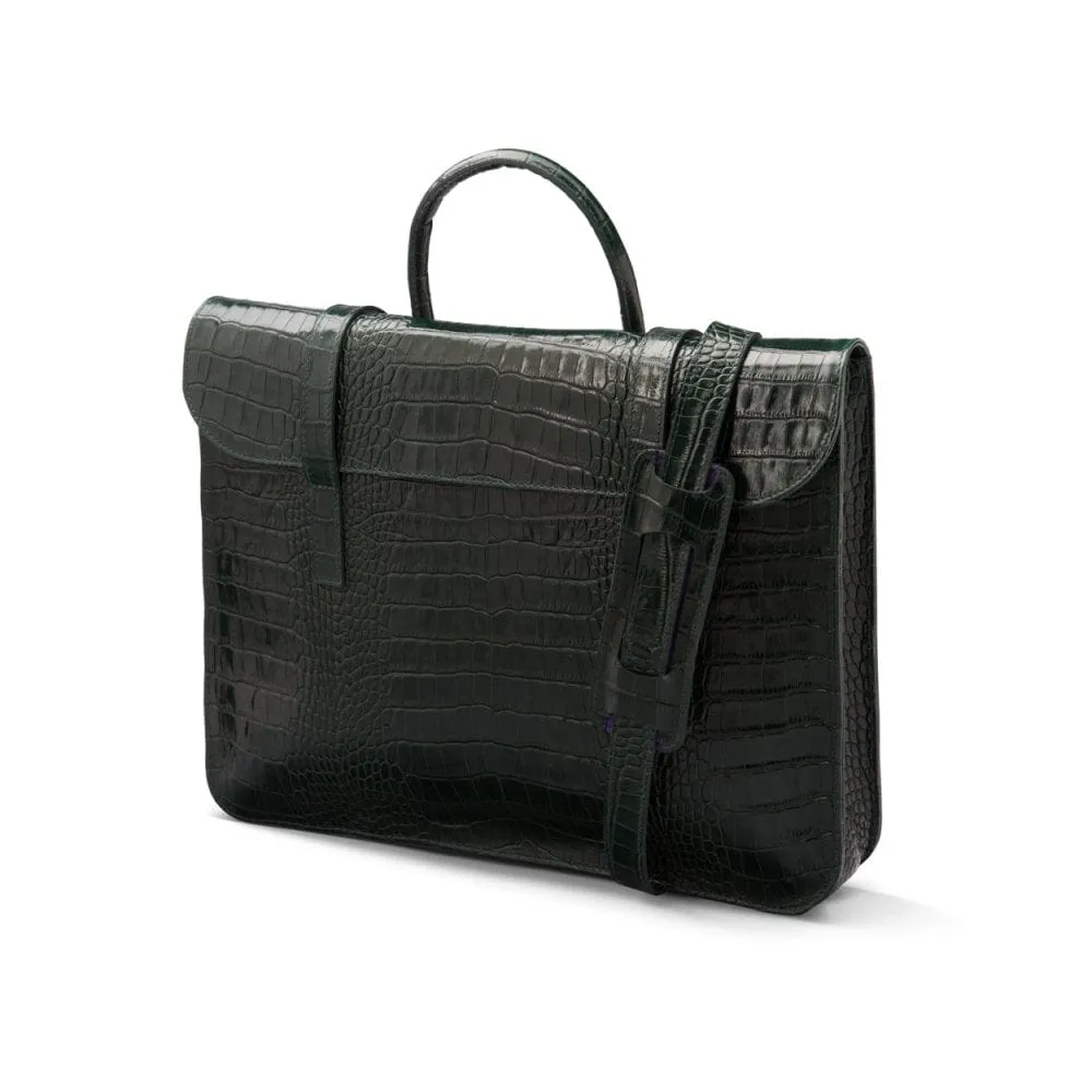 Luxury Leather Music Bag - Green Croc-Effect
