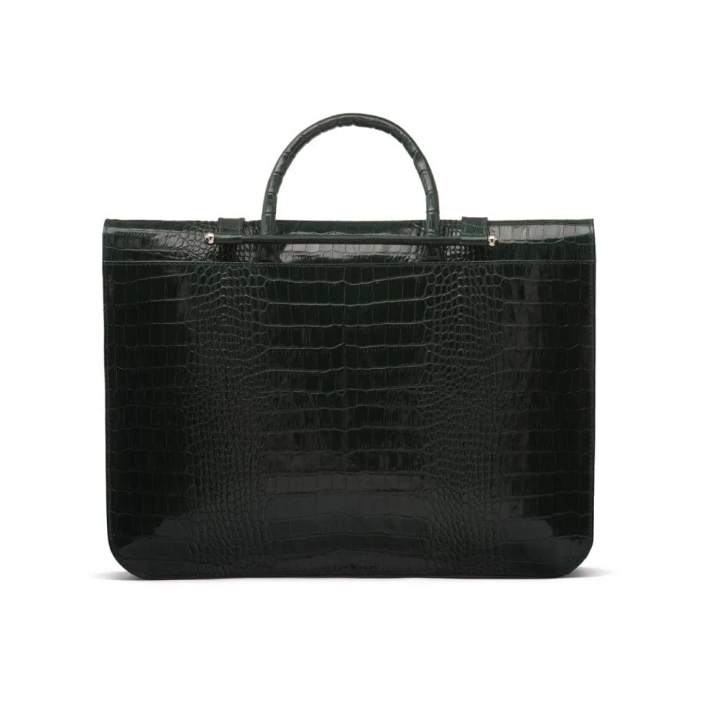 Luxury Leather Music Bag - Green Croc-Effect
