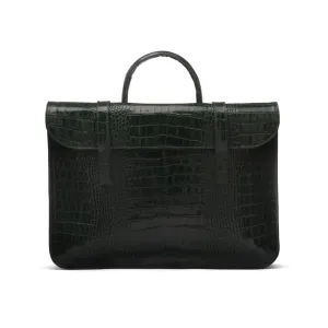 Luxury Leather Music Bag - Green Croc-Effect