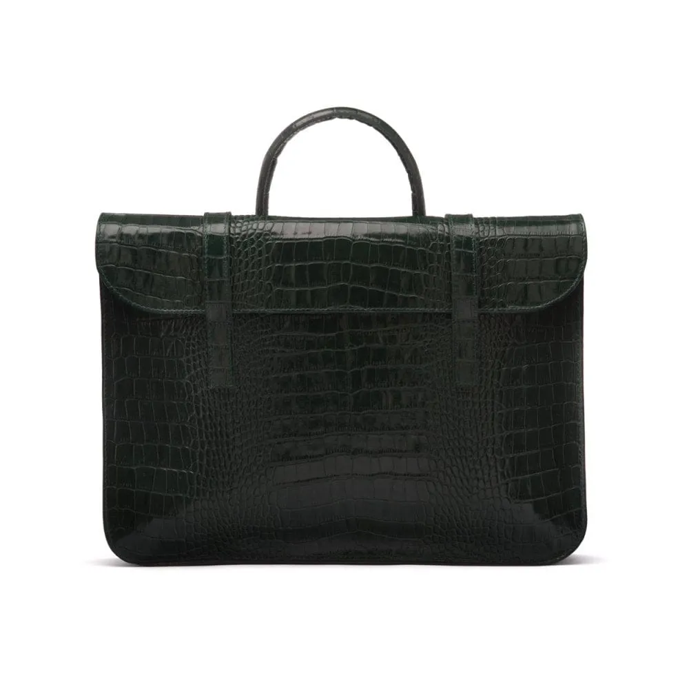 Luxury Leather Music Bag - Green Croc-Effect