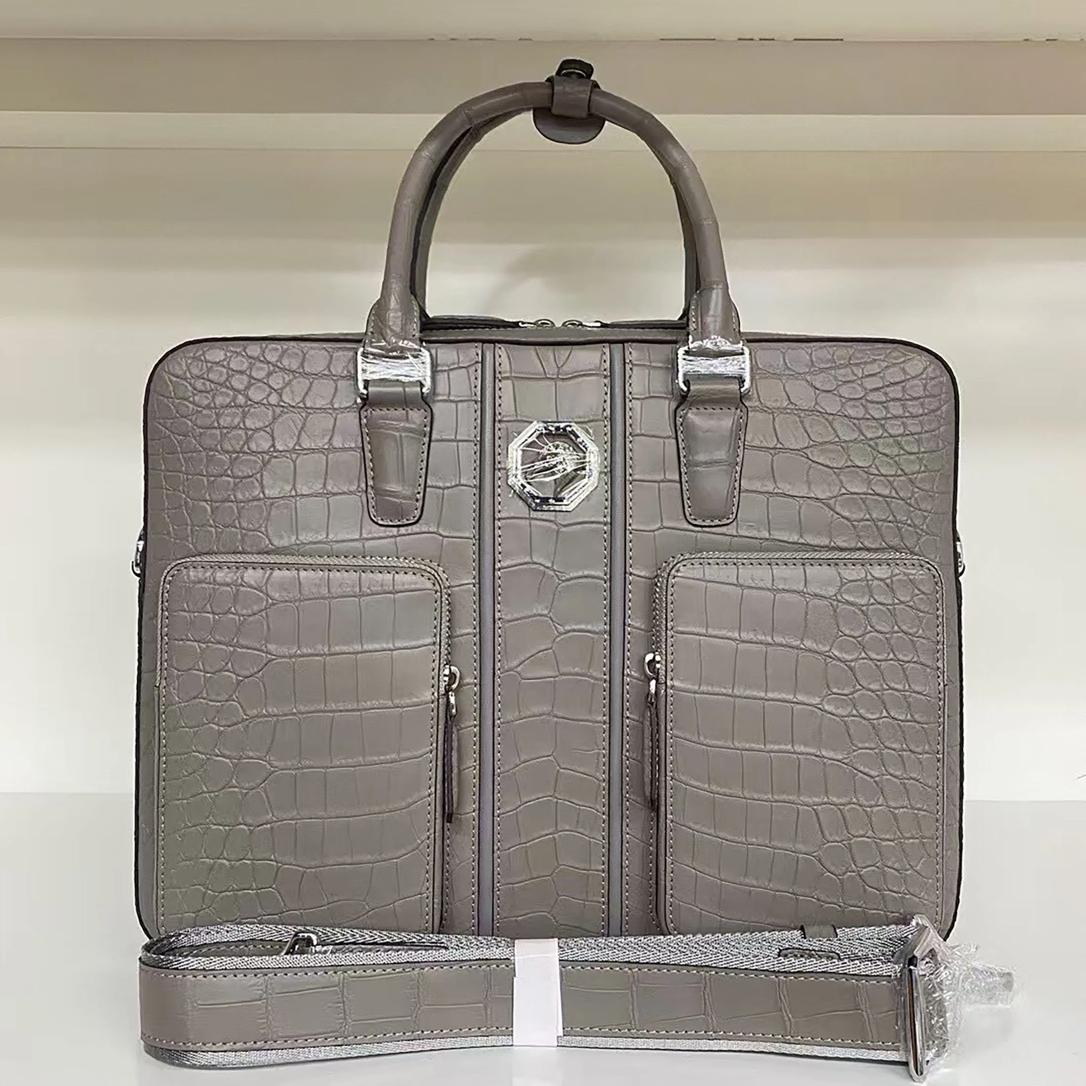 Luxury Matte Alligator Leather Briefcase – Handcrafted Elegance for the Modern Professional