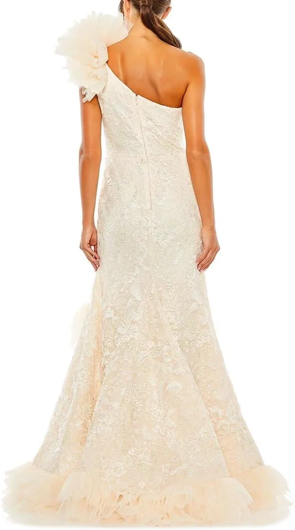 Mac Duggal Womens Tulle Embroidered Evening Dress