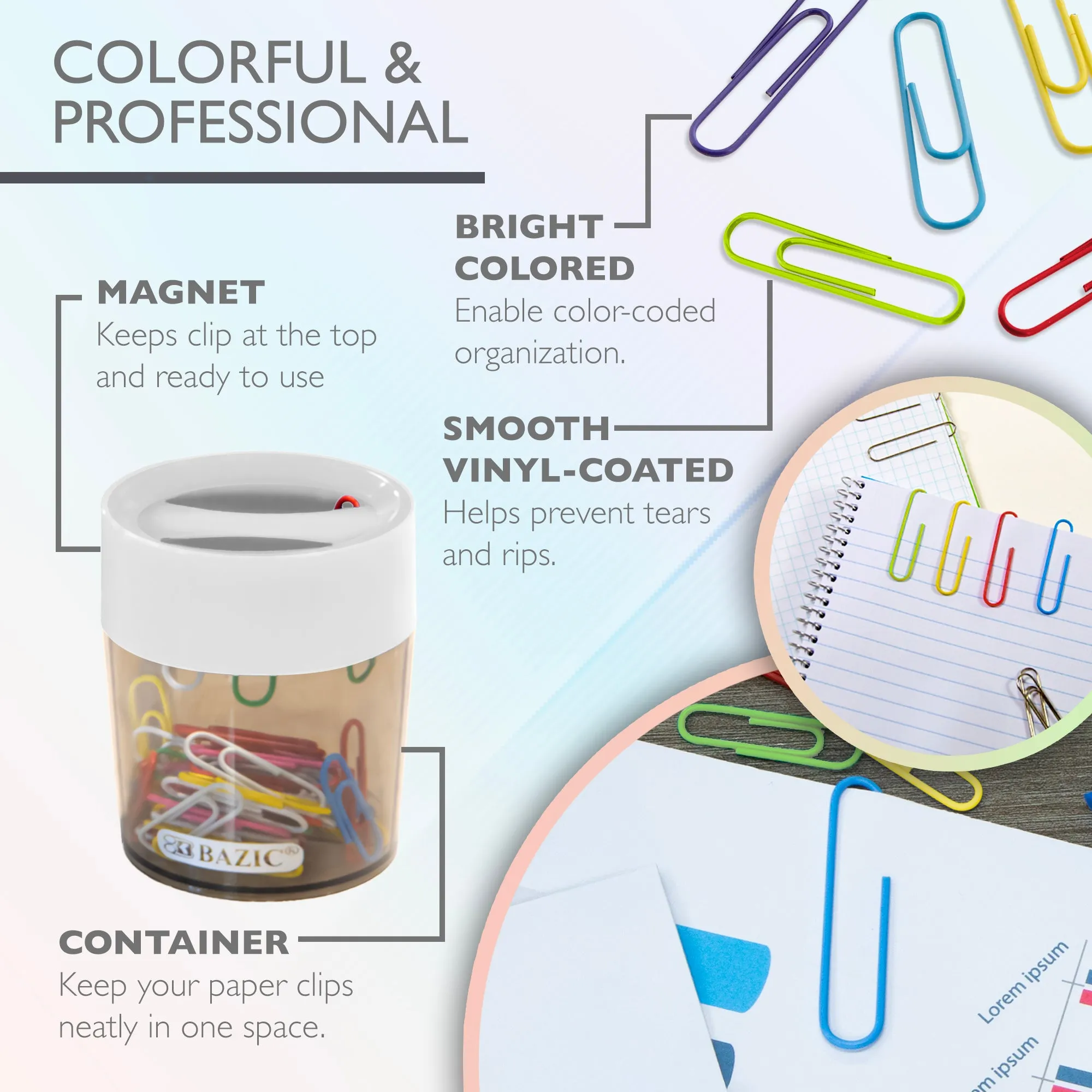 Magnetic Paper Clips Holder w/ No. 1 Paper Clip Assorted Color