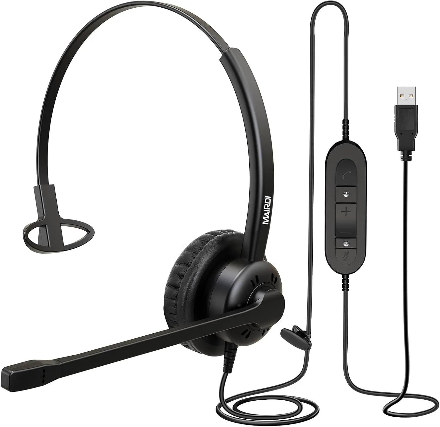 MAIRDI USB Headset with Microphone for PC, Computer Headset with Mic Noise Canceling for Laptop Teams Zoom Skype Jabber Voip Telephone Office Call Center, Dragon Nuance Speech Dictation Headphone