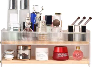 Makeup Organizer with Brush Holder for Vanity, Skincare Organizer Jewelry Storage,Cosmetics Storage and Display Case,Make Up Holders and Organizers for Countertop, Easy For Store Skincare