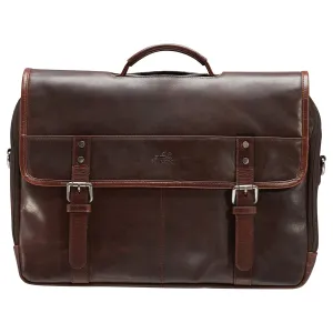 Mancini Buffalo Double Compartment Briefcase for Laptop and Tablet