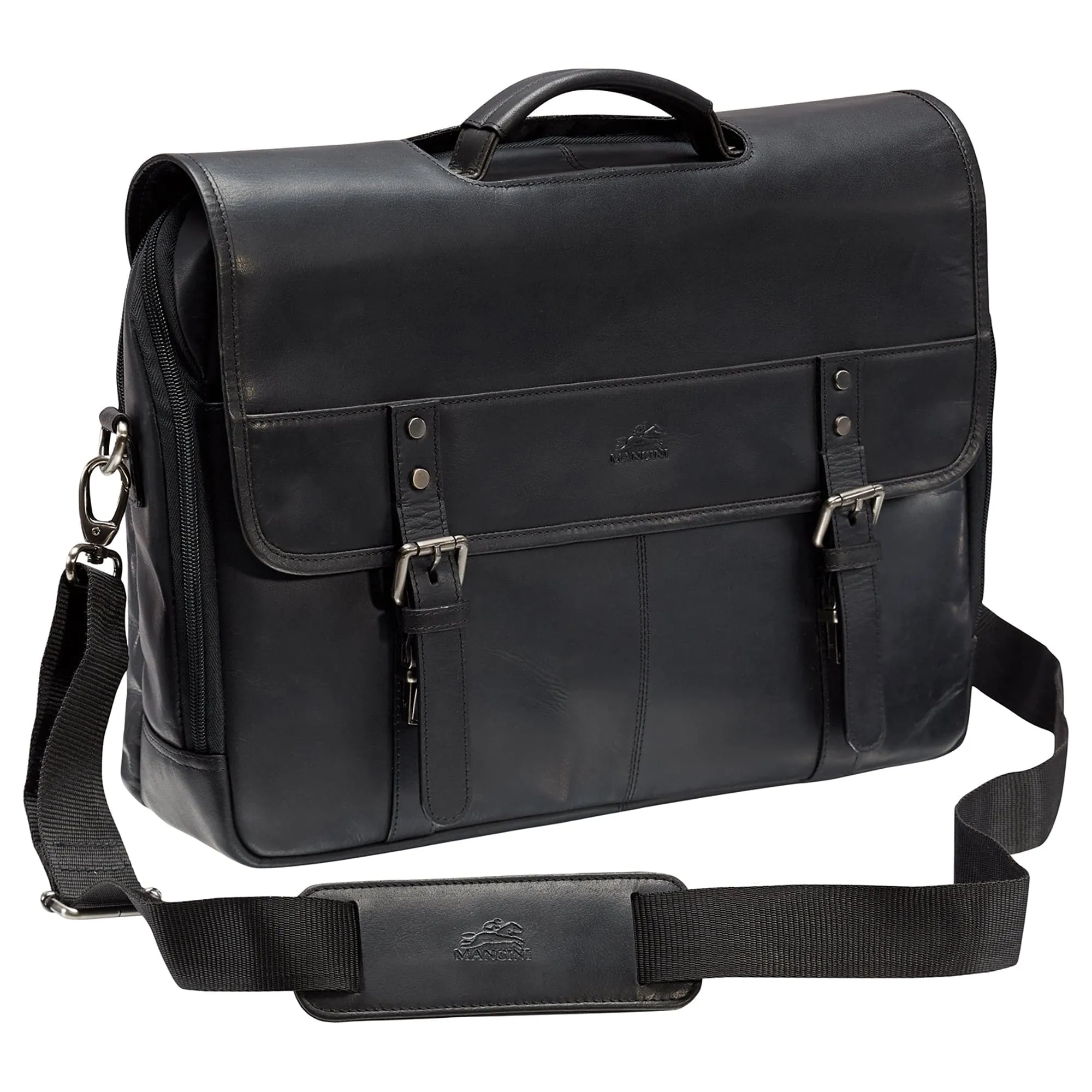 Mancini Buffalo Double Compartment Briefcase for Laptop and Tablet