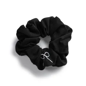 Marshmallow Signature Bow Logo Scrunchie - Black | Hair Scrunchies | Hair Ties | Hair Accessory for Girls for Any Occasion