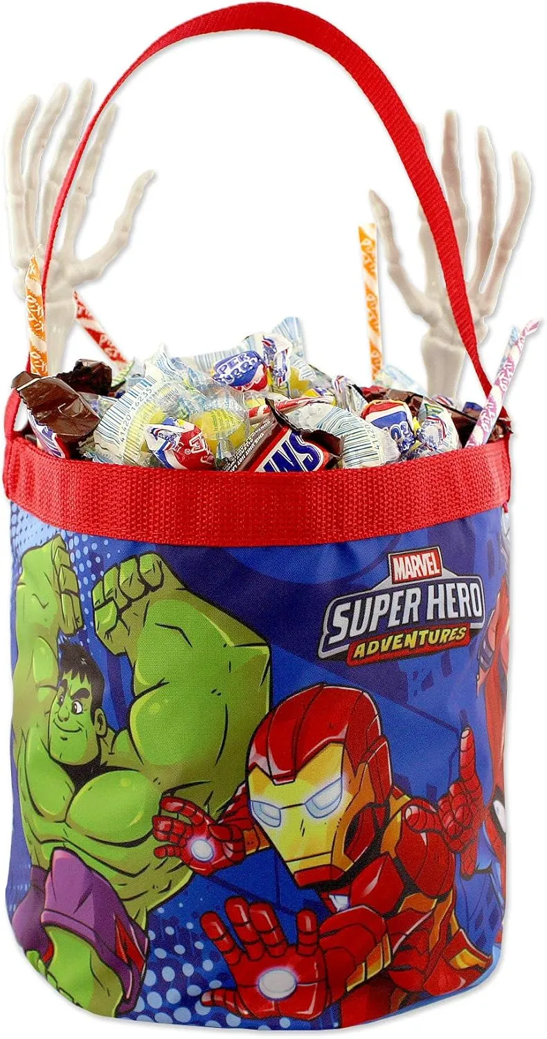 Marvel Super Hero Adventures Boys Collapsible Nylon Gift Basket Bucket Tote Bag